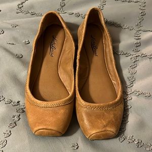 Lucky Brand Square Toe Cognac Leather Flats